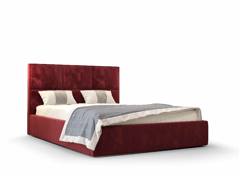 Manželská posteľ 160 cm Elna (bordová) (s roštom a úložným priestorom)