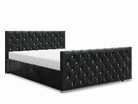 Manželská posteľ 140 cm Quintin (čierna) (s roštom a úložným priestorom)
