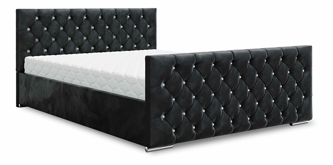 Manželská posteľ 180 cm Quintin (čierna) (s roštom a úložným priestorom)