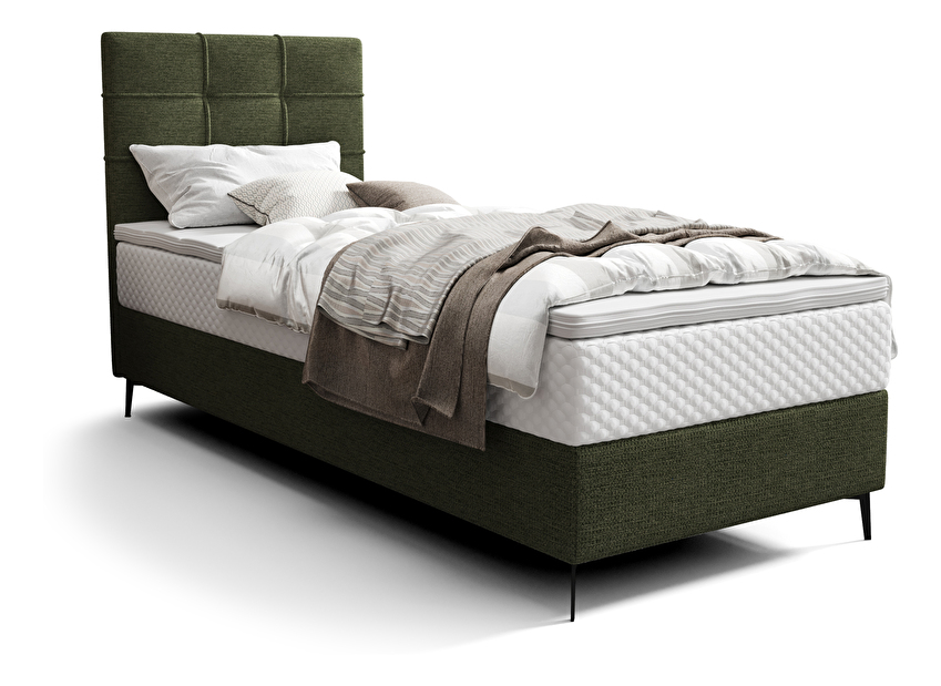 Jednolôžková posteľ 80 cm Infernus Bonell (tmavozelená) (s roštom, s úl. priestorom)