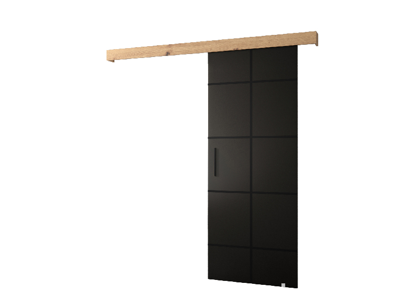 Posuvné dvere 90 cm Sharlene III (čierna matná + dub artisan + čierna)