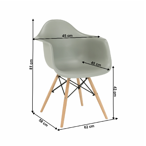 Jedálenská stolička Damon (sivá + buk)