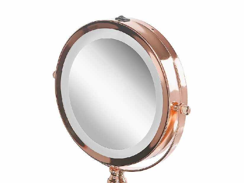 Kozmetické zrkadlo Beryl (ružovozlatá) (s LED osvetlením)