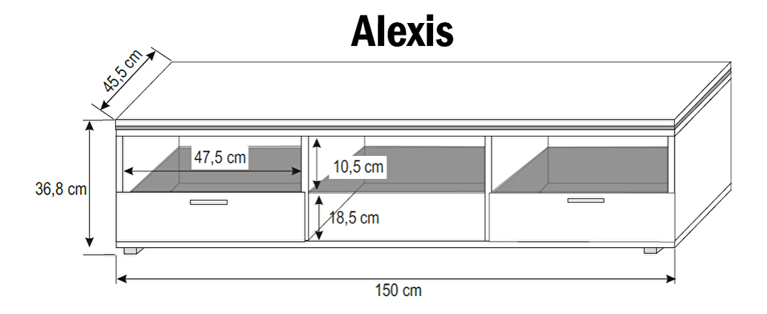 TV stolík/skrinka Alexis (s osvetlením)