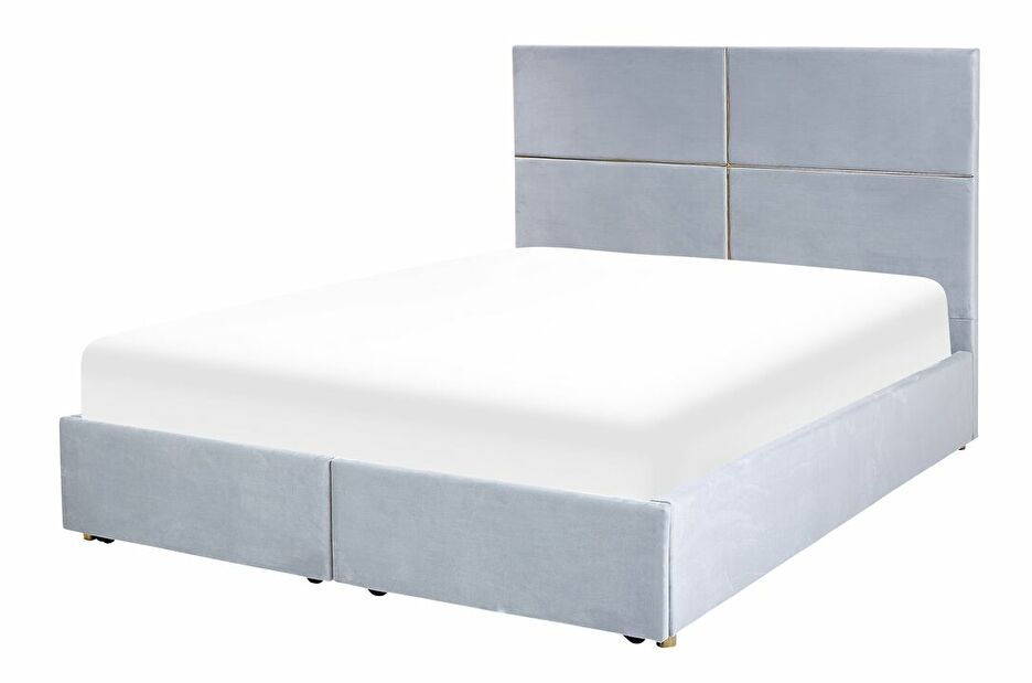 Manželská posteľ 160 cm Vissarion (sivá) (s roštom a úložným priestorom)