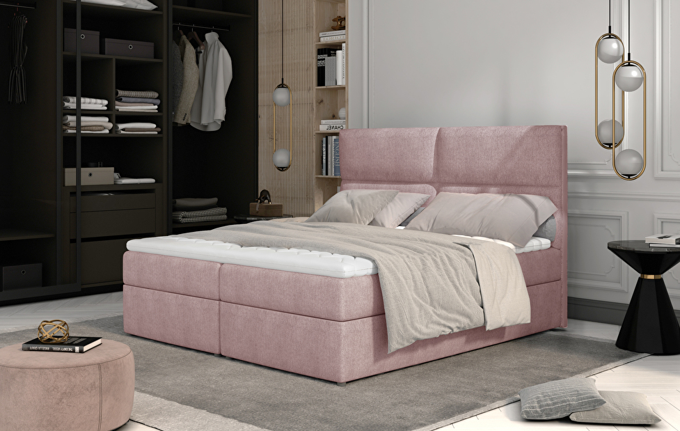 Manželská posteľ Boxspring 145 cm Alyce (ružová) (s matracmi)