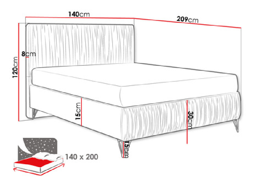 Manželská posteľ 140 cm Mirjan KotexII (tmavozelená) (s roštom a matracom)