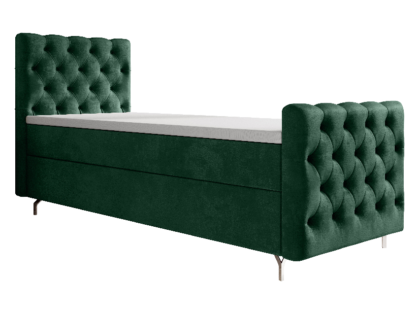Jednolôžková posteľ 90 cm Clinton Bonell (smaragdová) (s roštom, bez úl. priestoru)