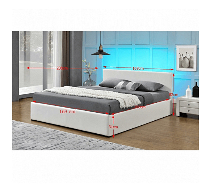 Manželská posteľ 160 cm Jora (s roštom, úl. priestorom a LED)