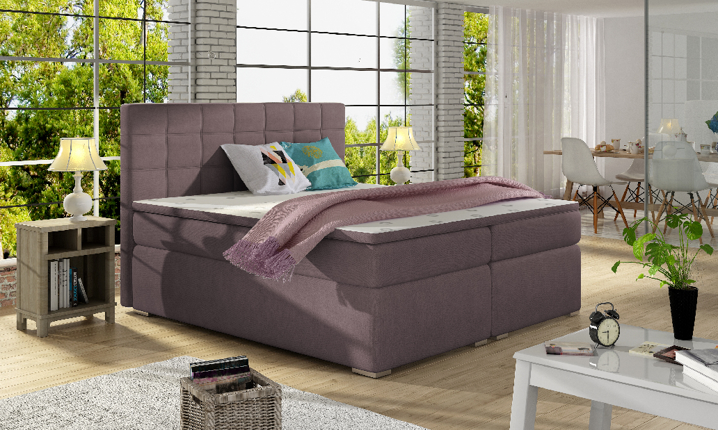 Kontinentálna posteľ 140 cm Abbie (ružová) (s matracmi)
