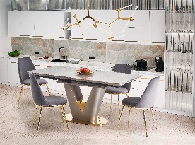 Jedálensky stôl Valencia (svetlosivá + zlatá)