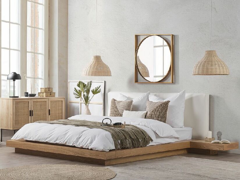 Manželská posteľ 160 cm ZEPHYRE (s roštom) (svetlé drevo)