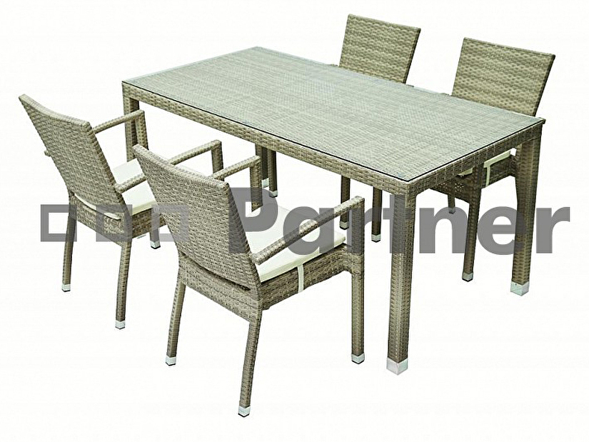 Záhradný stôl Napoli 160 (sivobéžová) (um. Ratan)