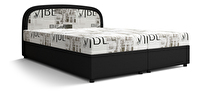 Manželská posteľ  Boxspring 160 cm Brick (tmavohnedá + vzor vlny) (s matracom a úložným priestorom)