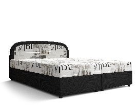 Manželská posteľ  Boxspring 160 cm Brick (tmavohnedá + vzor vlny) (s matracom a úložným priestorom)