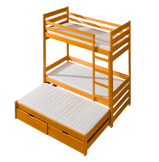 Poschodová posteľ 80 cm Furo (s roštami a úl. priestorom)
