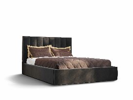 Manželská posteľ 180 cm Ocie (čierna) (s roštom a úložným priestorom)