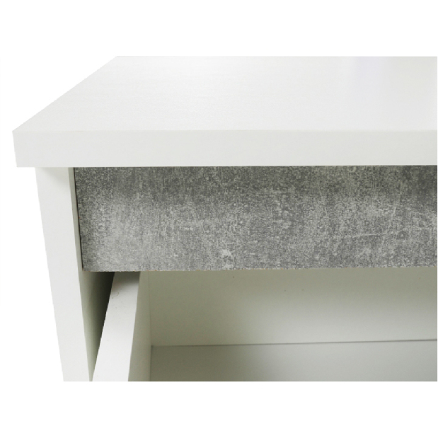 Rohový PC stolík Bill (biela + beton)