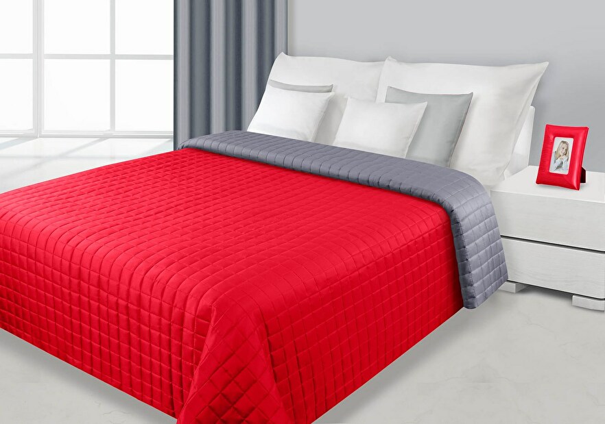 Prehoz na posteľ 240x220 cm Eva (červená + strieborná)