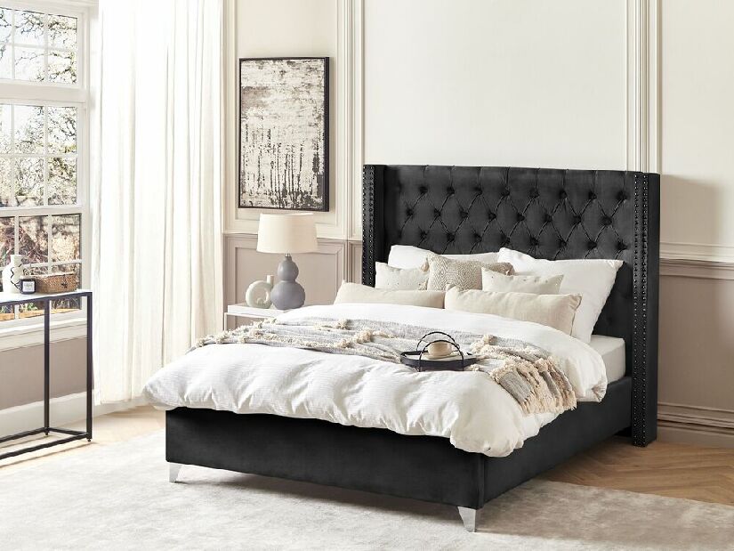 Manželská posteľ 140 cm Lubbka (čierna) (s roštom)