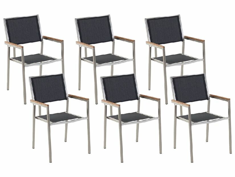 Set 6ks. stoličiek Grosso (čierna) (nerezová ocel)
