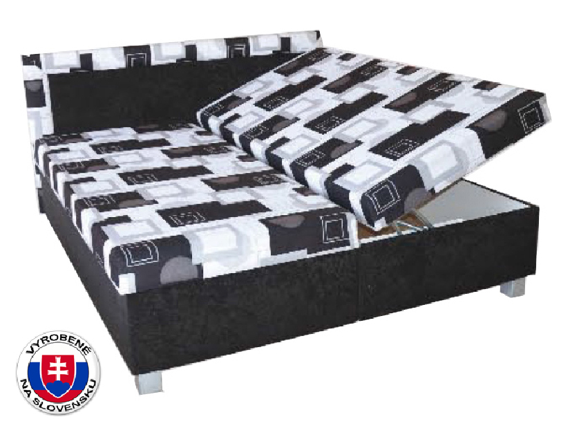 Manželská posteľ 160 cm Marry (so sendvičovým matracom) (čierna + sivá + biela) *výpredaj