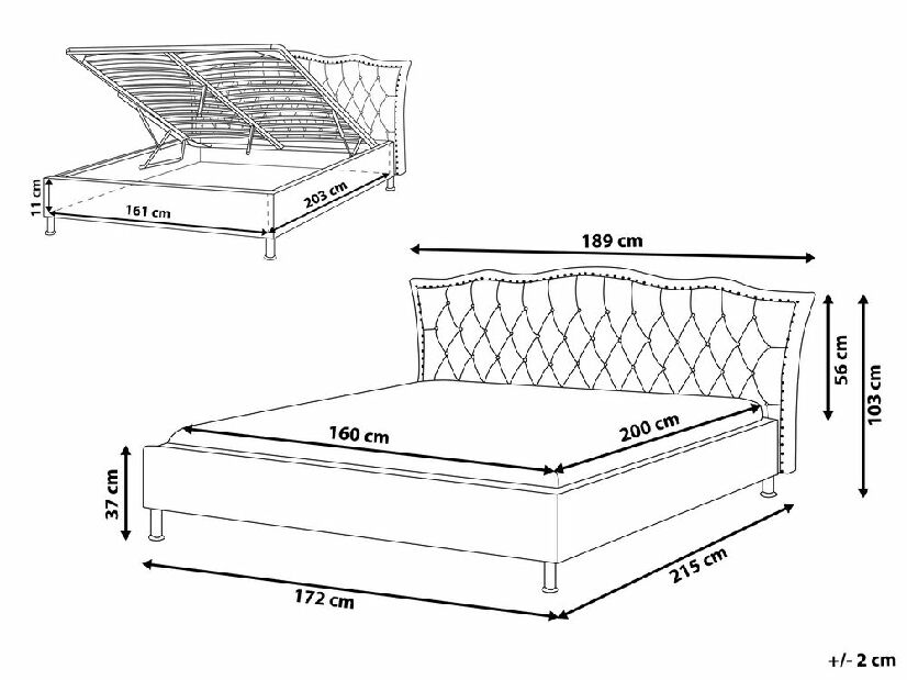 Manželská posteľ 160 cm MATH (s roštom a úl. priestorom) (biela)