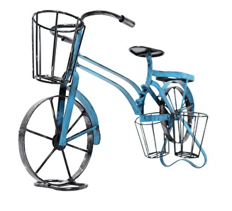 Retro kvetináč v tvare bicykla Alberic (čierna + modrá) *výpredaj