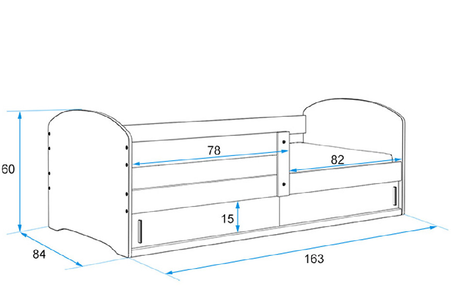 Detská posteľ 80 x 160 cm Lukan (grafit + vzor cars) (s roštom, matracom a úl. priestorom)