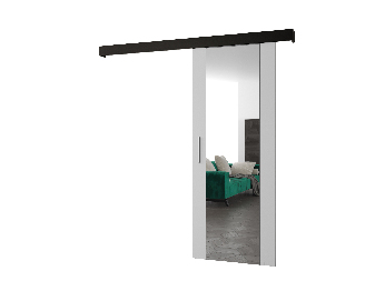 Posuvné dvere 90 cm Sharlene II (biela matná + čierna matná + strieborná) (so zrkadlom)
