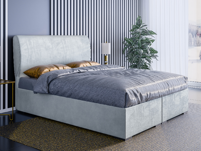 Kontinentálna posteľ 140 cm Simoon (svetlosivá) (s matracom a úl. priestorom)