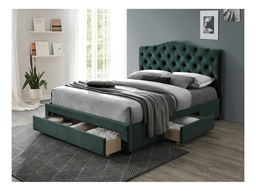 Manželská posteľ 180 cm Kelpea (s roštom) (smaragdová) *výpredaj