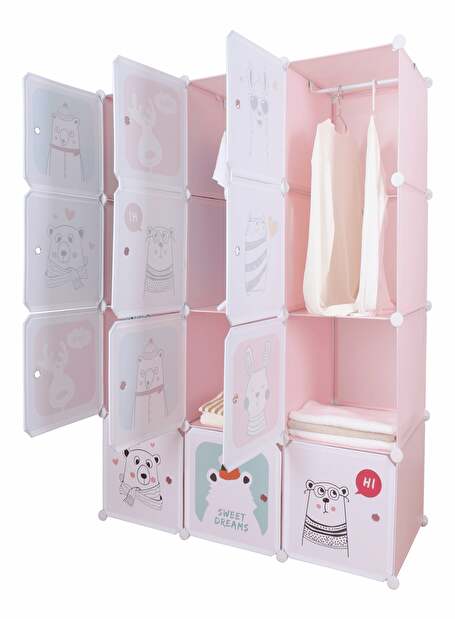 Detská modulárna skriňa Fresh Pink (ružová + detský vzor) *výpredaj