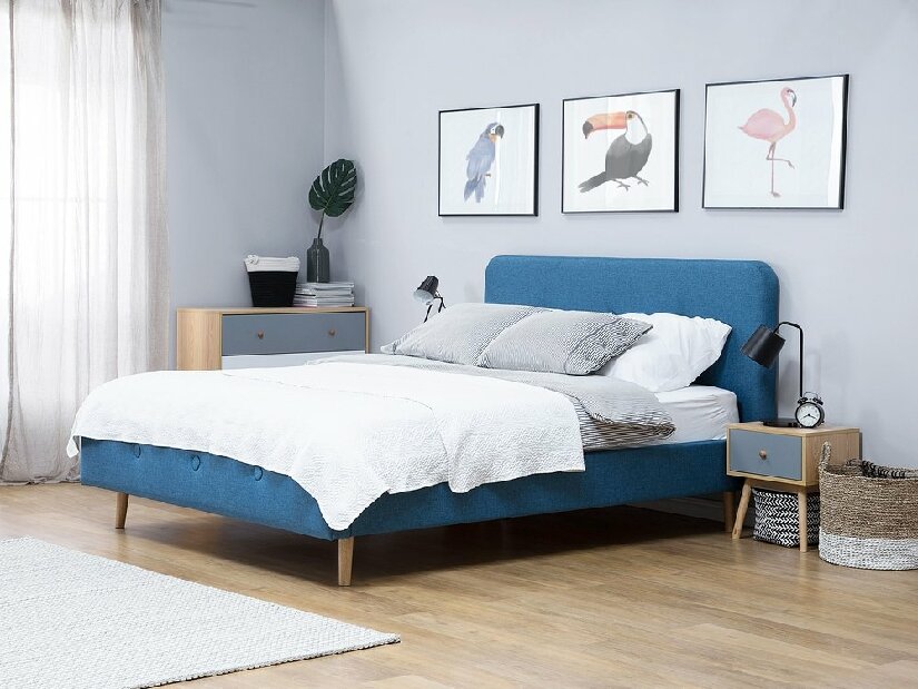Manželská posteľ 140 cm ROME (s roštom) (modrá)