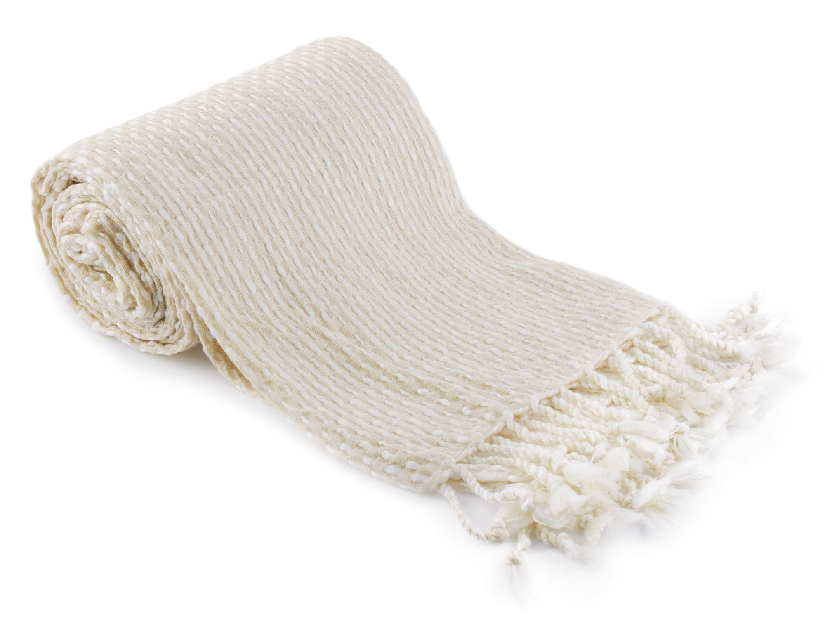 Pletená deka so strapcami 150x200 cm Tovou (béžová + vzor) 