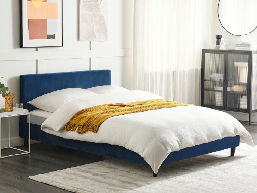 Manželská posteľ 140 cm Ferdinand (modrá) (s roštom)