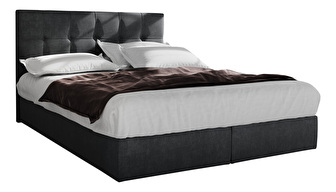 Manželská posteľ  Boxspring 140 cm Porto Comfort (čierna) (s matracom a úložným priestorom)