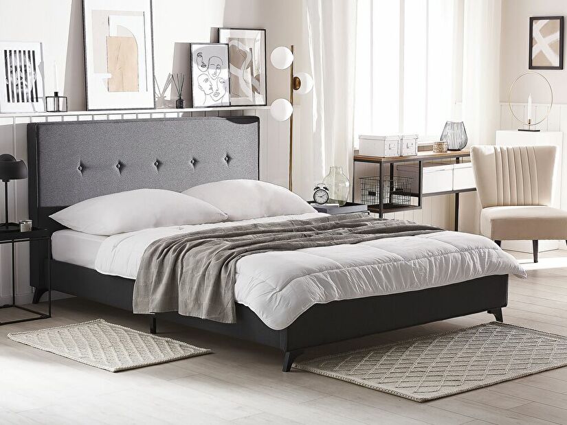 Manželská posteľ 160 cm AMBRE (s roštom) (sivá)