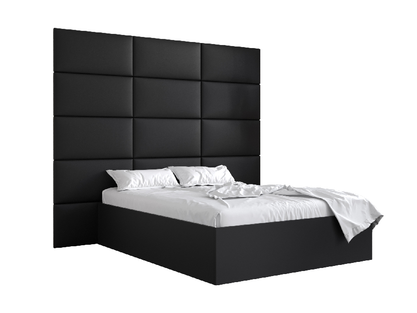 Manželská posteľ s čalúneným čelom 160 cm Brittany 1 (čierna matná + čierna) (s roštom)