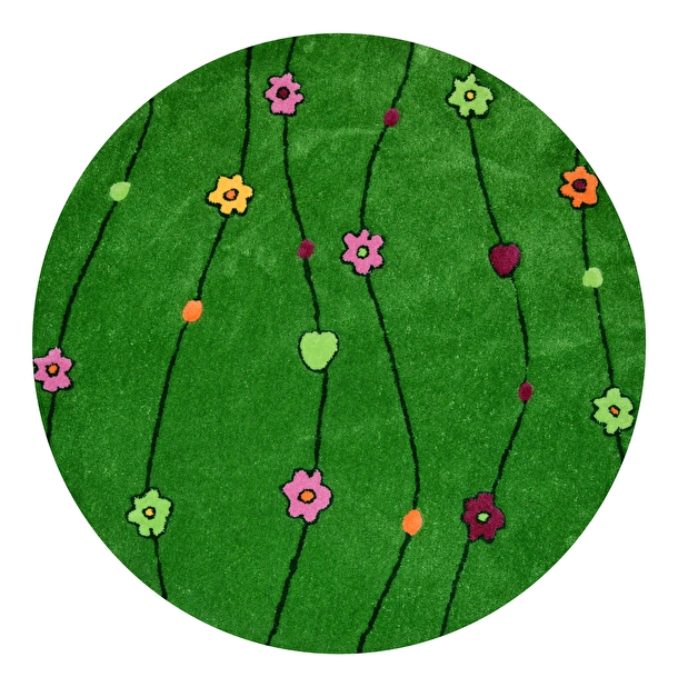 Ručne všívaný koberec (tuftovaný) Bakero Kids Flowers Green Round