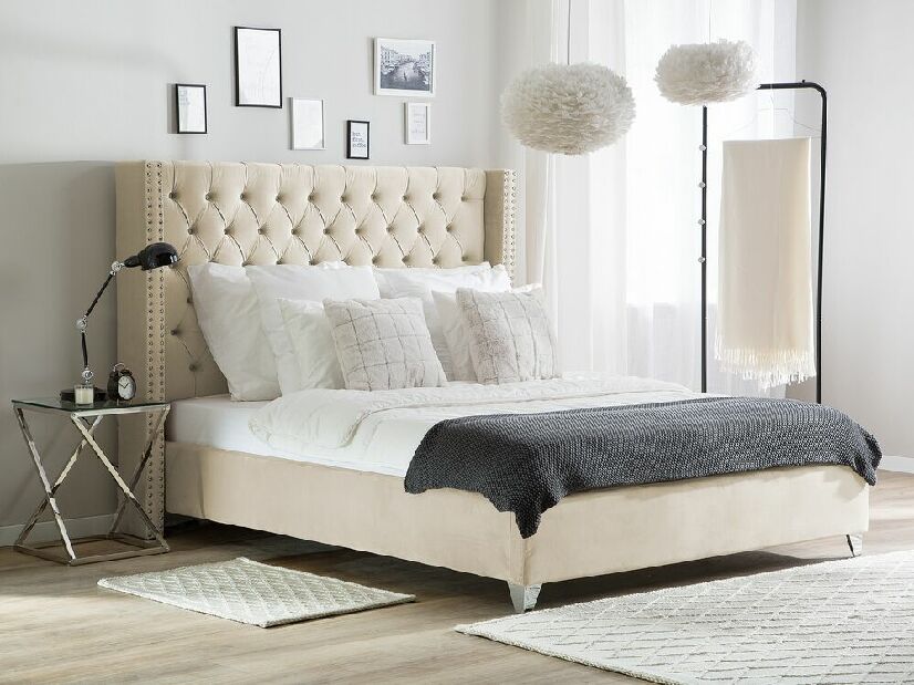 Manželská posteľ 160 cm LUBECK (s roštom) (béžová) *výpredaj