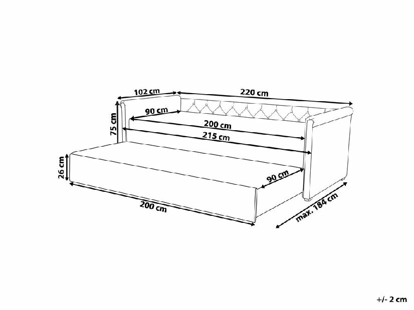 Jednolôžková posteľ 90 cm LISABON (polyester) (sivá) (s roštom)