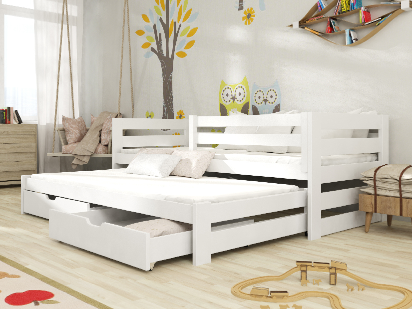 Detská posteľ 90 x 190 cm Keith (s roštom a úl. priestorom) (biela)