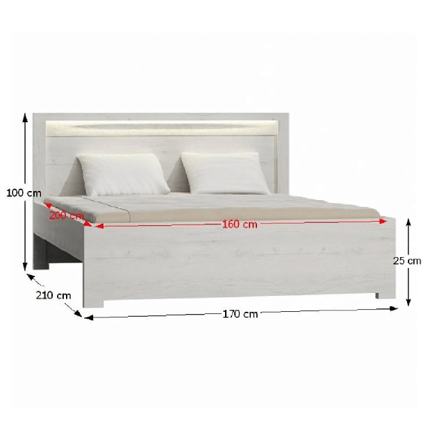 Manželská posteľ 160 cm Inneas (jaseň biely) (s roštom)