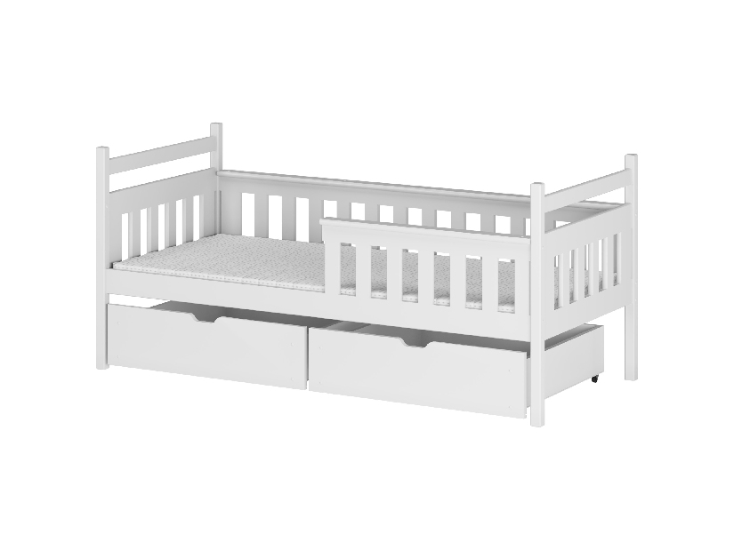 Detská posteľ 80 x 180 cm Emelda (s roštom a úl. priestorom) (biela)
