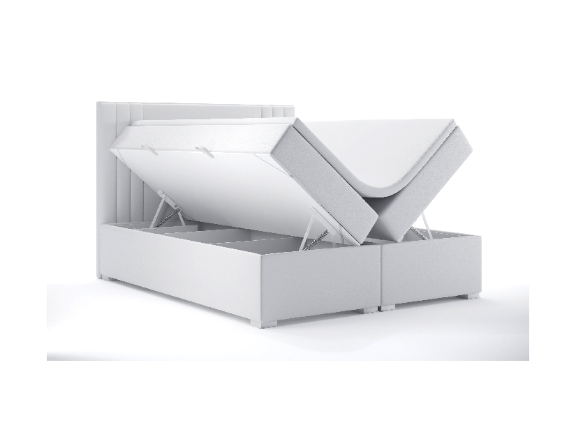 Kontinentálna posteľ 180 cm Morcano (biela ekokoža) (s úložným priestorom)