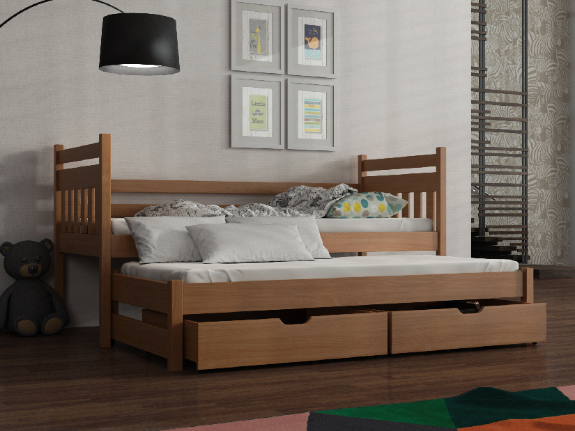 Detská posteľ 80 x 180 cm DANNY (s roštom a úl. priestorom) (buk)