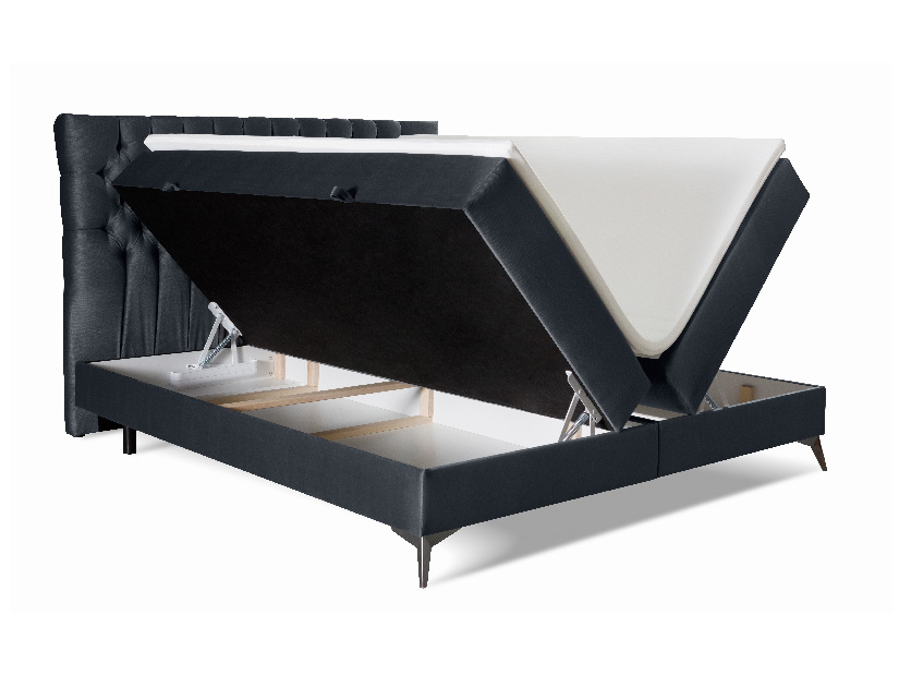 Kontinentálna posteľ 180 cm Molera (čierna) (s úložným priestorom)