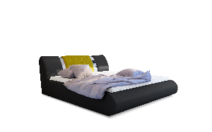 Manželská posteľ 180 cm Fabio (čierna + žltá) (s roštom a úl. priestorom)