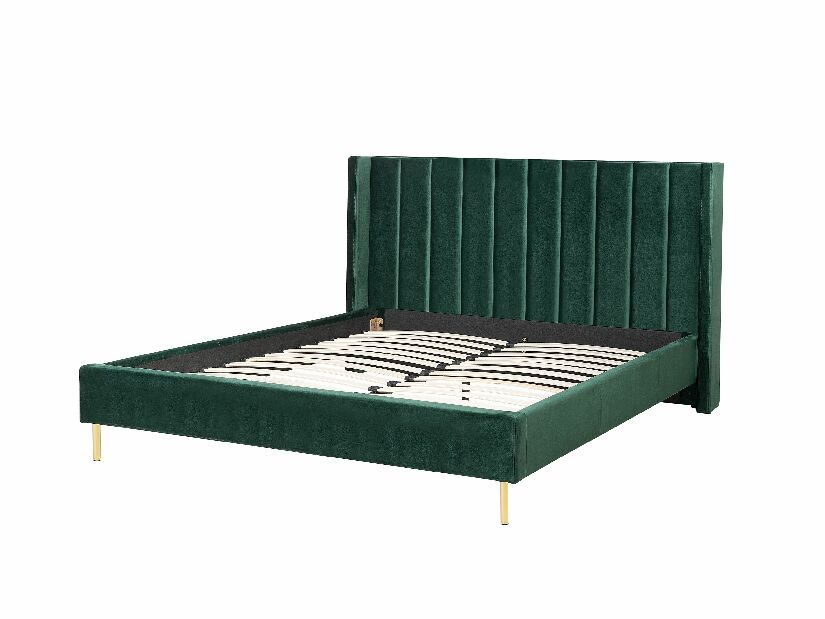 Manželská posteľ 160 cm VINNETTE (s roštom) (zelená)